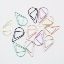 Load image into Gallery viewer, 12 pcs/pack 6 Colors Brief Style Waterdrop Shaped Metal Paper Clip Bookmark Stationery School Office Supply Escolar Papelaria